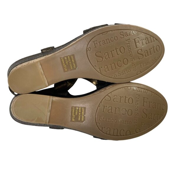 Franco Sarto Wedge Sandal Womens 8.5 Heels Shoes Metallic Leather Upper L-Grace - Picture 11 of 11